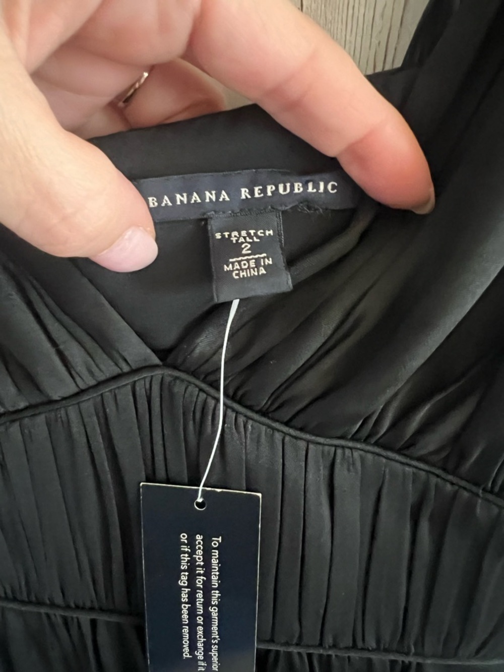 Banana Republic Silk Black V-Neck Maxi Dress Cinched Wedding Formal NEW size 2 - Picture 11 of 12